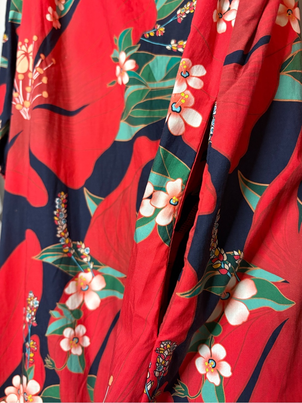 Anthropologie x FARM Rio Jamila Hibiscus Print Midi Dress Red Square Neck M VGUC - Picture 6 of 6